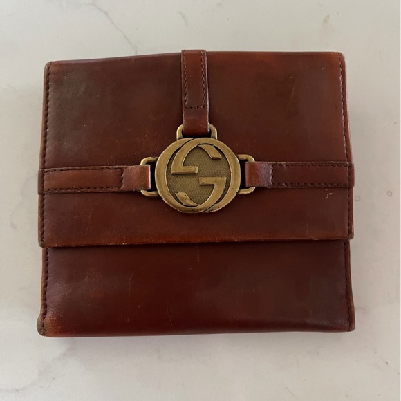 Gucci Handbags - GUCCI Dollar Calf Interlocking GG Logo Leather Wallet Brown